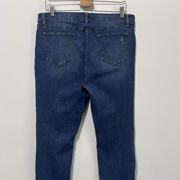 NY&Co Soho Jeans 14 Distressed Blue Stretch Tie Cuff Hem 35x28‎ Ankle Denim - Picture 4 of 8
